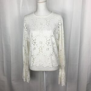 Pointelle white lace top Medium/Large